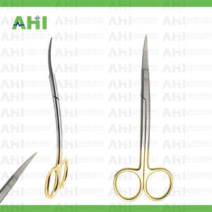 Tijeras AHI LaGrange TC de 4.5 Pulgadas, Doble Curvatura, Mango Chapado en Oro, con Inserciones de Carburo de Tungsteno para Odontología, Otorrinolaringología, Oftalmología y Dermatología - Product Image 4