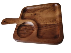 Magnifique plateau rectangulaire moderne de luxe en bois d'acacia naturel, écologique, biodégradable, durable, gravé, en stock, fait main, qualité alimentaire - Product Image 4