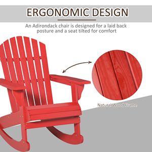 Sedia Adirondack Classica Rustica Rossa con Braccioli Ergonomici, Design in Legno a Doghe e Schienale a Ventaglio per Patio e Balconi - Product Image 5
