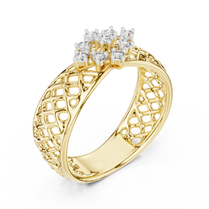 TRENDY LAB GROWN DIAMOND BRILLIANT CUT RHODIUM PLATED WOMEN'S RING <b>SET</b> 18KT SOLID YELLOW GOLD ENGAGEMENT WEDDING PARTY <b>VALENTINE</b> - Product Image 1