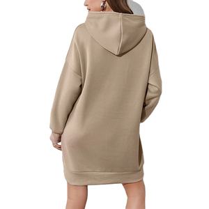 Venta al por mayor de sudadera de algodón pesado para las mujeres logotipo personalizado con capucha bordado de color sólido transpirable Chaqueta larga con capucha caliente - Product Image 6