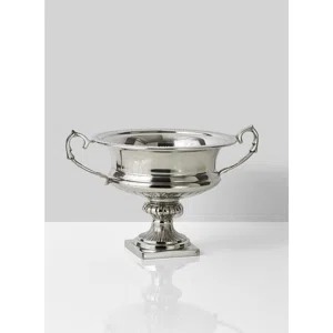 Vase de table traditionnel en argent avec poignée, bol décoratif en métal pour la décoration intérieure - Product Image 1