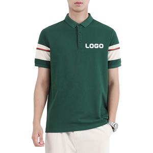 Polo de golf 70% coton mélangé de haute qualité tricoté à manches rayées coupe ajustée à 3 boutons pour hommes OEM vente en gros broderie de logo personnalisé - Product Image 1