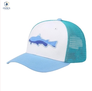 Gorra Trucker INDEX APPAREL con Bordado de Pez Azul, Malla Ajustable, Unisex, Estilo Casual, Primavera-Verano, 6 Paneles, Estilo Pesca - Product Image 1
