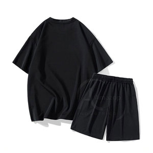 ชุดเสื้อยืดและกางเกงวิ่งผู้ชายสั่งทำขายส่ง ชุดเสื้อยืดและกางเกงขาสั้นสีตัดกัน - Product Image 2