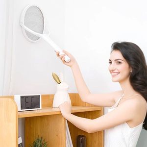 3 in 1 Electric Bug Zapper Racket 90 Degrees Rotating Telescopic Wand Indoor Outdoor Handheld Mosquito Swatter - Product Image 2