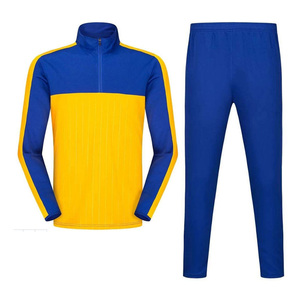 Men's Blue <b>Yellow</b> Color Block <b>Tracksuit</b> Full Sleeve Half-Zip Sporty Regular Fit Autumn Wear Quick Dry Polyester Material - Product Image 2