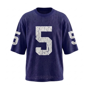 เสื้อเจอร์ซีย์อเมริกันฟุตบอลและรักบี้แขนสั้นแบบปรับแต่งได้ เนื้อผ้าตาข่ายระบายอากาศ เสื้อฝึกซ้อมสำหรับผู้ชาย เสื้อแฟนคลับ สไตล์ใหม่ - Product Image 1