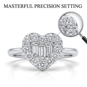 Baguette Diamond Heart <b>Ring</b> 18K White Gold Cluster Halo <b>Split</b> Shank Setting Premium Custom Jewelry Factory MOQ 1pc - Product Image 2