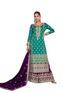 Último diseñador Faux Georgette bordado secuencia trabajo Sharara traje por Fab Zone - Product Image 1