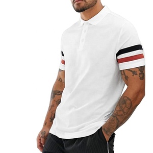 Wholesale <b>White</b> Color Custom Stripe Men's <b>Plain</b> Polo <b>Shirts</b> - Product Image 1