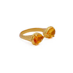 Natural Citrine Pear Cut Gemstone <b>Ring</b> 18k Gold Plated <b>Statement</b> <b>Ring</b> for Women V - Product Image 3