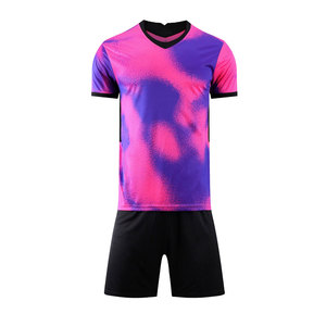 Men's Soccer Jersey Set Gradient <b>Pink</b> Purple V-Neck Short Sleeve Quick Dry Polyester Sportswear Uniform Adult All Seasons - Product Image 2