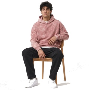 Sudadera con capucha para hombre personalizada, de tejido grueso de felpa cepillada, estilo oversize, con estampado trasero y acabado lavado. - Product Image 2