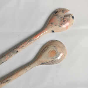 Juego de Servidores de Ensalada de Resina Hechos a Mano Diseño Clásico Estilo Superior Cuchara Tenedor para Sap Colores Verde y Blanco Herramientas de Ensalada Premium - Product Image 6