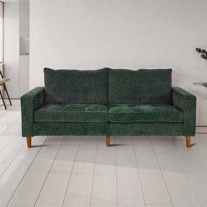 Divano in Pelle Corduroy Verde Stile Moderno, Multifunzionale per Soggiorno o Ufficio con Interfaccia USB Inclusa - Product Image 2
