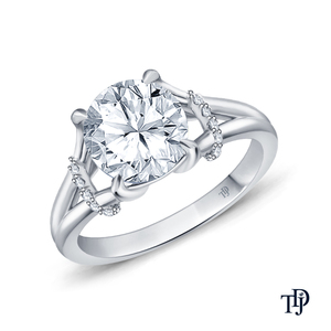 Anillo de compromiso de oro de 10K con diamantes cultivados en laboratorio, con detalles en baguette y redondos, estilo antiguo. Fabricante internacional mayorista y minorista OEM. - Product Image 3