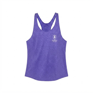 เสื้อกล้ามผู้ชายแบบ Racerback สีม่วงล้วน ระบายอากาศได้ดี ผลิตจากโพลีเอสเตอร์ เหมาะสำหรับใส่ลำลองหรือออกกำลังกาย พิมพ์โลโก้ด้านหน้า - Product Image 1