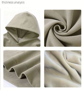 H5405 Wholesale Custom 380 GSM Cotton Blends <b>Drop</b> Shoulder Blank Hoodies Oversized Plain Men's Hoodies - Product Image 6