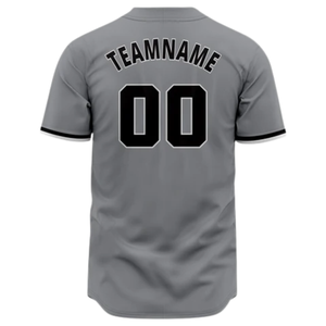 Gray Baseball Jersey Short Sleeve Button <b>Down</b> Custom Team Uniform Lightweight Breathable Athletic Sports Shirt - Product Image 3