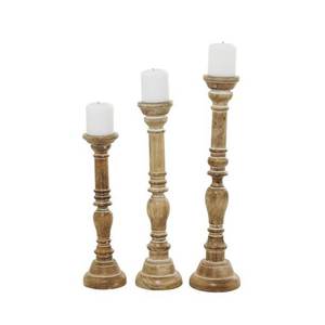 UNIVERSAL OVERSEAS Wooden Handmade Round <b>Tapered</b> <b>Candle</b> Stand with Polished Finish for Home Decoration Rustic Design - Product Image 1