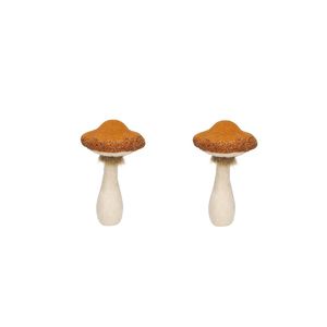 Set di 2 Ornamenti Festivi a Forma di Fungo Arancione 8x8x14 per Decorazioni Autunnali e del Ringraziamento - Product Image 1