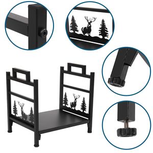 Porta Legna in Ferro Battuto Resistente, Supporto per Legna da Ardere, Porta Legna da Caminetto, Accessori Essenziali per Caminetto e Stufa per l'Inverno - Product Image 2