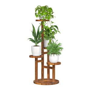 Traditional Sheesham Wood Tiered <b>Plant</b> Stand with Brass Inlays-Wholesale Handcrafted <b>Rectangle</b> Design - Product Image 1