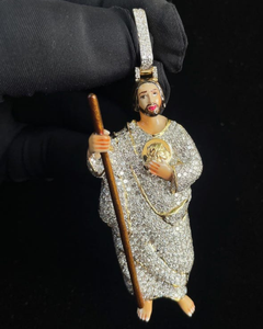 Pendentif Jésus de luxe style Hip Hop en moissanite glacée, pendentif religieux chrétien en argent 925 plaqué or 18 carats, cadeaux - Product Image 1