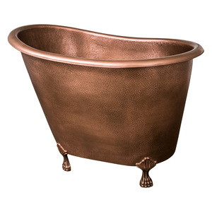 Baignoire ovale autoportante de luxe en cuivre martelé, style antique, avec pieds de cheval, pour adultes, durable, écologique, avec couvercle de sécurité - Product Image 1