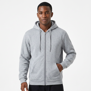 Sweat-shirt à capuche gris pour homme, coupe classique, décontracté, 100% coton, tissu molletonné français, manches longues, vêtement d'automne - Product Image 6