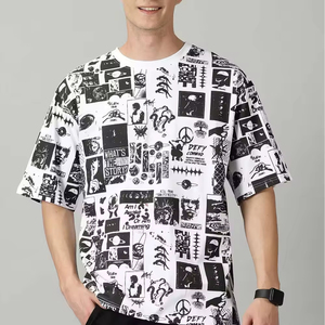 Service OEM, t-shirts imprimés surdimensionnés pour hommes de haute qualité, t-shirt personnalisé en couleur, t-shirts personnalisés en coton/fibre pour hommes - Product Image 1