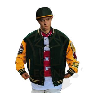 Manteau à blocs de couleurs brodé de lettres littéraires et artistiques pour hommes, veste de sports d'extérieur, coupe-vent, universitaire de baseball - Product Image 1