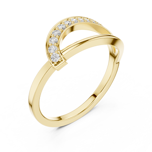 Anillo Cruzado de Oro Amarillo de 14K con Diamantes Cultivados en Laboratorio de Corte Brillante Redondo y Curvado, 1 Quilate, Chapado en Oro, de Lujo - Product Image 2