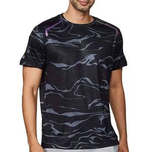 T-shirt à manches courtes pour homme, impression par sublimation personnalisée, col rond, séchage rapide, coupe sportive, tissu en polyester tricoté - Product Image 1