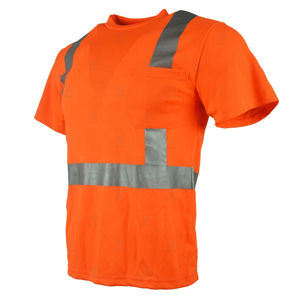 Camiseta de Trabajo de Seguridad de Manga Corta de Alta Visibilidad Naranja, Camiseta de Seguridad Reflectante con Bolsillo y Logotipo Personalizable a Precio Económico - Product Image 2