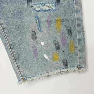 Pantalones Cortos Vaqueros Anchos de Verano de Alta Calidad OEM para Hombre, con Estampado Personalizado y Lavado Ácido - Product Image 4
