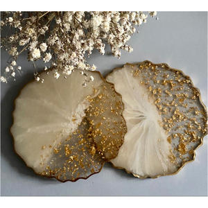 Juego de Posavasos de Cristal de Ágata Natural Premium con Borde Dorado de Lujo, Bandeja Reutilizable Hecha a Mano y Caja para Protección de Mesa - Product Image 3