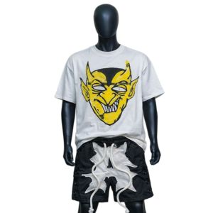 Conjunto de camiseta y pantalones cortos de verano para hombre, pantalones cortos de cinco puntos, camiseta de manga corta, tejido de punto, secado rápido, 100% conjunto. - Product Image 1