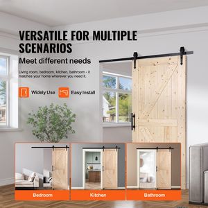 Kit Ferramenta per Porta Scorrevole in Legno 8 in 1, Guida a Pavimento D 36'' x 84'', per Porte Scorrevoli Silenziose e Scorrevoli per Soggiorno - Product Image 2