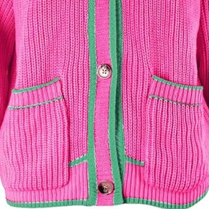 2026 Pink Custom Colours Embroidered Wool/Acrylic <b>Thick</b> V-neck Casual Sorority Fraternity College Varsity <b>Cardigan</b> Sweater - Product Image 4