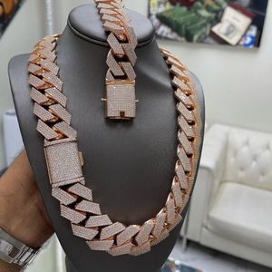 Customized iced moissanite <b>necklace</b> Rose gold plated tennis link Brilliant cut moissanite jewelry - Product Image 3