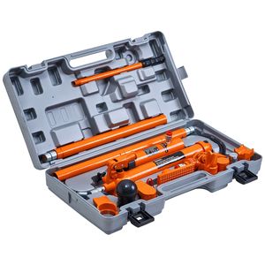 Kit Porta Power da 10 Tonnellate, Martinetto Idraulico Portatile con Tubo Olio da 1,4 m, Attrezzatura per Riparazione Carrozzeria Auto, Valigetta di Stoccaggio Inclusa - Product Image 1