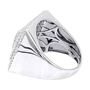 EtherStar 2.50ct Lab Grown Diamond Luxury <b>Mens</b> <b>Ring</b> <b>Gold</b> 3D Pyramid Geometric Pave Round Brilliant Cut Signet Band - Product Image 5