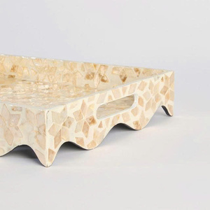 High-End Vietnamese Craftsmanship with Luxurious Glossy Decorative Finish Stunning MOP Capiz Serving Tray - Product Image 2