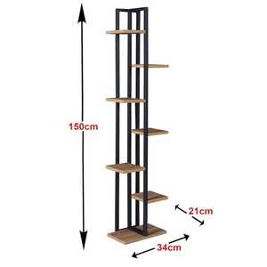 Support à fleurs minimaliste en bois avec structure métallique, présentoir pour plantes d'intérieur, décoration pour la maison - Product Image 3