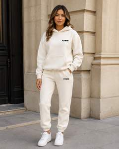 F2WIN Women's <b>Pink</b> Hooded <b>Tracksuit</b> Set Full Length Solid Color Casual Sweatshirt and Joggers with Side Pockets Autumn Wear - Product Image 4