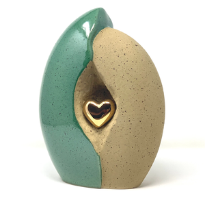 Urnas de Cremación para Adultos y Mascotas, Diseño de Lágrima Verde y Dorado Antiguo con Corazón, 200 Pulgadas Cúbicas, Ecológicas, Duraderas y Personalizables - Product Image 2