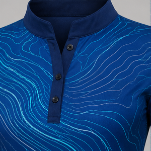 Polo Personalizado para Mujer con Estampado de Ondas Topográficas Azul Real, Secado Rápido, Transpirable, Manga Corta, Uniforme de Golf, WPS-0826 - Product Image 4