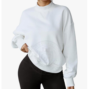 Sweat-shirt en coton épais à col montant, coupe oversize, unisexe, streetwear, sweat à capuche pour femme, logo brodé, impression en relief, pull d'hiver - Product Image 3